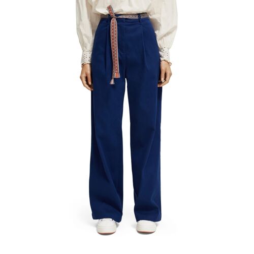 Pantalon Wide Legs Taille Haute - Bleu Marine Femme W25l32 (Us) Bleu