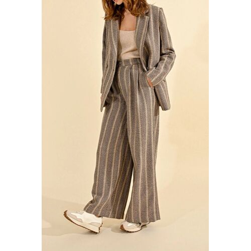 Pantalon Taille Haute - Beige - Molly Bracken Femme S Noir/Beige