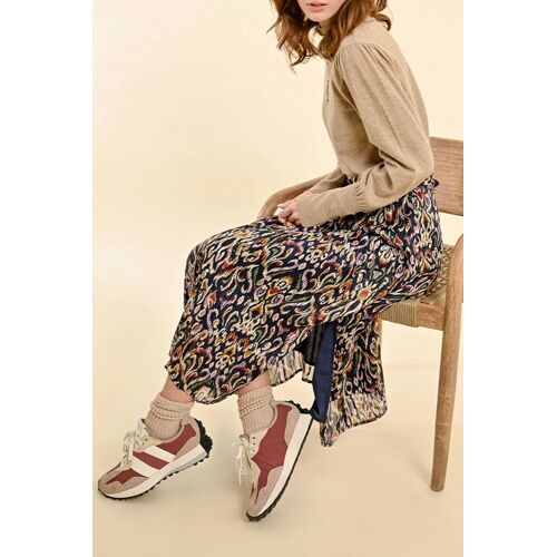 Jupe Midi Taille Haute - Noir - Molly Bracken Femme Xs Noir/Bleu/Vert/Rose