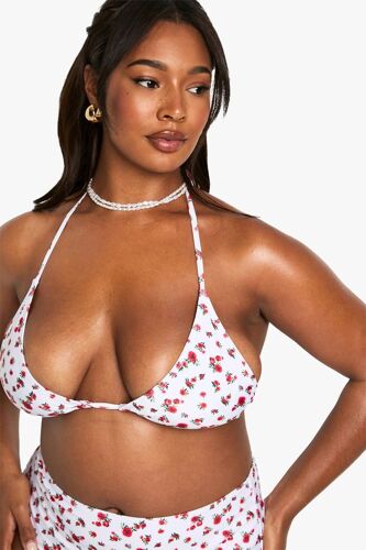 Maillot 2 Pièces Taille Haute - Blanc Et Rouge Femme 28 (Uk) Beige/Rouge/Vert