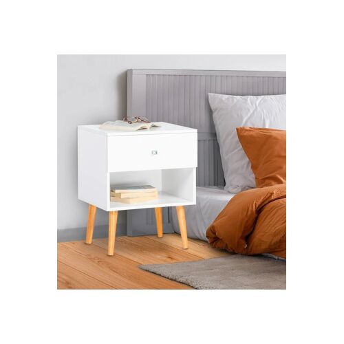 2 tables de chevet 1 tiroir Emmie - Pied en bois - 40 x 50 x 34 cm