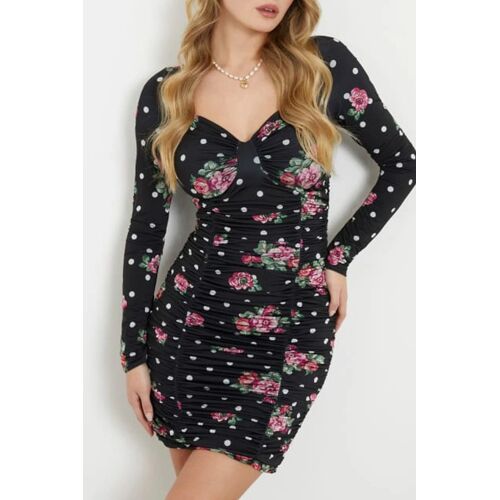 Robe Fourreau - Noir Femme S Blanc/Noir/Vert