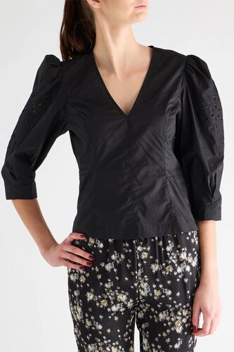 Blouse En Broderie Anglaise - Noir Femme 36 (Fr) Noir