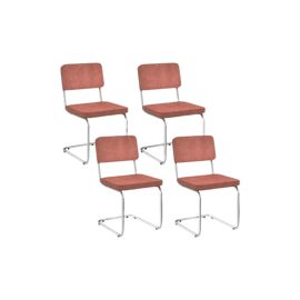 Chaises Naya en bouclette terracotta et pied métal cantilever - lot de 4