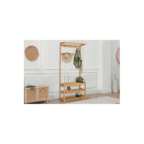 Vestiaire d'entrée en bambou Maya - 70 x 30,5 x 170 cm