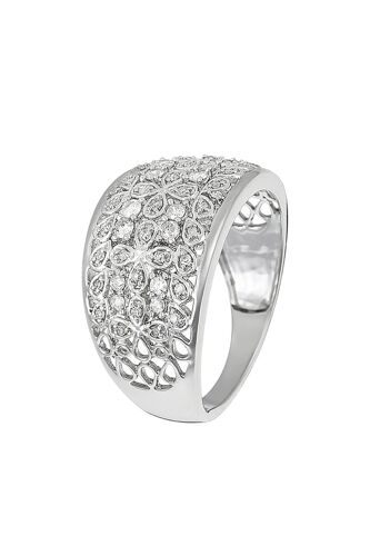 Bague Flower Explosion - Or Blanc Et Diamants Femme 48 Blanc