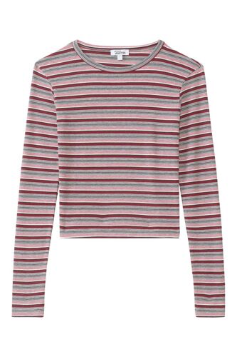 T-Shirt - Gris Chiné Et Rouge Femme Xs (Fr) Blanc/Rouge/Rose/Gris