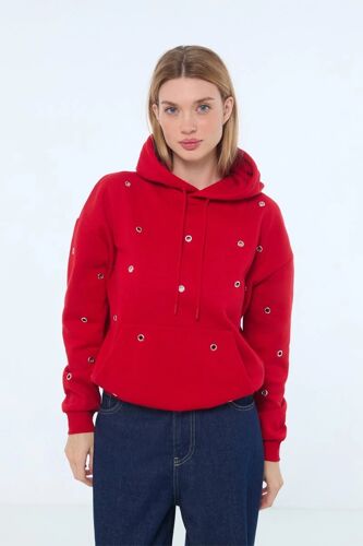 Sweat À Capuche - Rouge Femme Xxs (Fr) Rouge