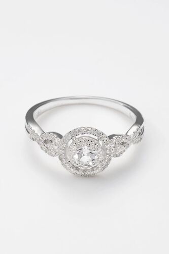 Bague Divine Or Blanc, Diamants Et Topaze Femme 56 Blanc