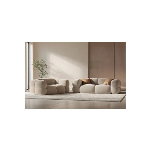 Canapé Loretto - Beige clair - 2 places - Toucher velours Beige