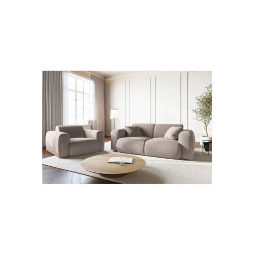 Canapé Nolio - Beige - 2 places - En tissu chenille - Toucher soie Beige