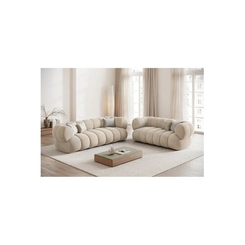 Canapé Koge - Beige clair - 2 places - Toucher velours Beige