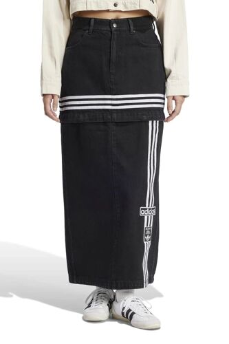 Jupe Longue En Jean Taille Haute Adibreak - Noir Femme 25 (Us) Blanc/Noir