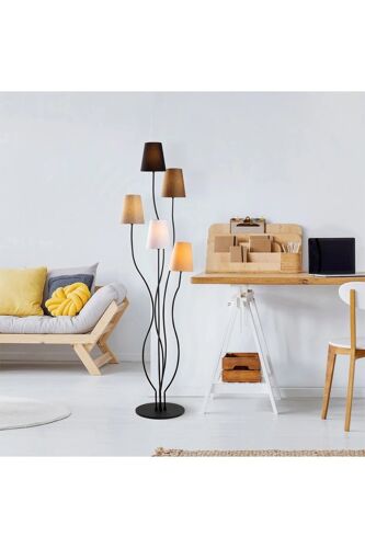Lampadaire Bonibon - Noir Et Marron - 5 X 40 W - 160 Cm