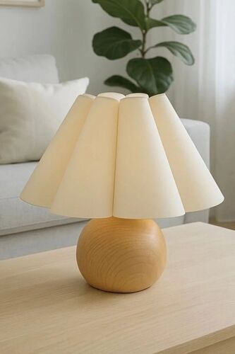 Lampe À Poser En Bois - Ecru