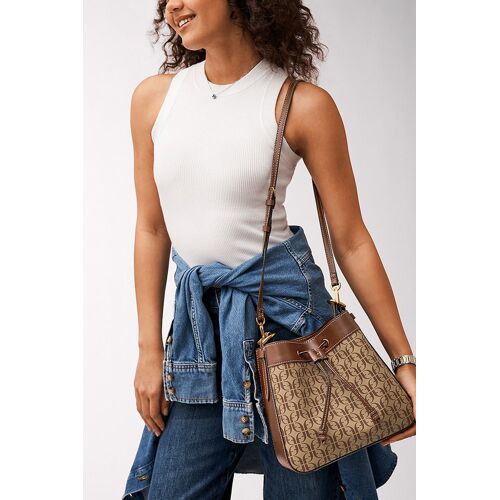 Sac seau en cuir Tessa Bucket Crossbody - Marron et beige Femme Taille unique Beige/Marron