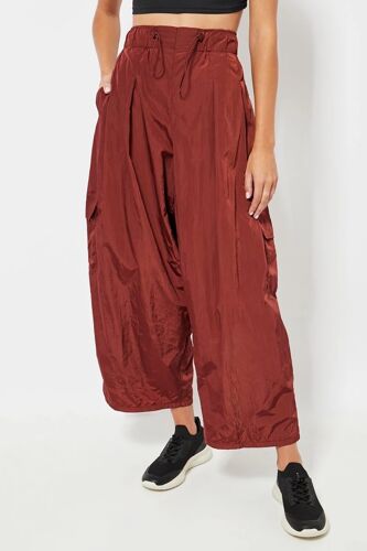 Pantalon Wide Legs Cargo 7/8 Taille Haute - Marron Femme L Marron
