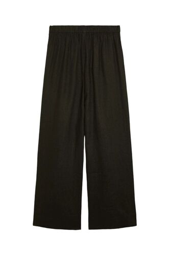 Pantalon En Lin - Noir Femme Xs Blanc/Noir