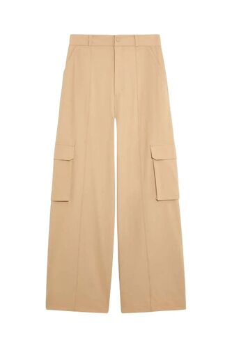 Pantalon Wide Legs - Camel Femme Xs Marron