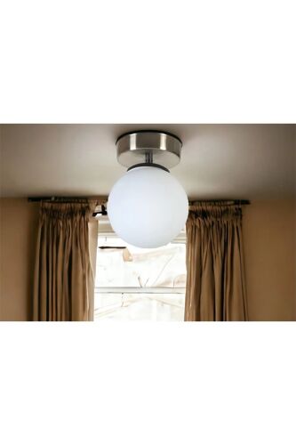 Plafonnier - Argenté Et Blanc - 60 W