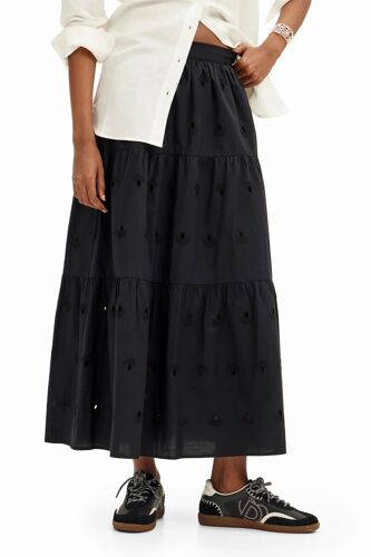 Jupe Longue En Broderie Anglaise - Noir Femme M