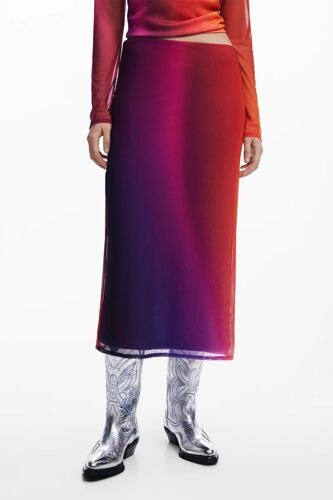 Jupe Midi Dip And Dye - Dégradé Rouge Femme S