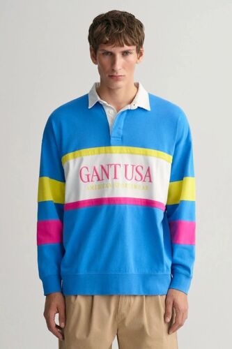 Polo Relaxed - Bleu Homme S (Fr) Blanc/Bleu/Jaune