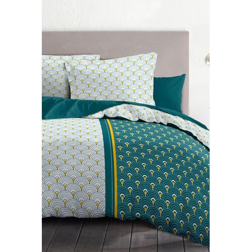 Parure De Couette En Coton 57 Fils/Cm² Rainbow - Vert Canard 220 X 240 Cm Vert