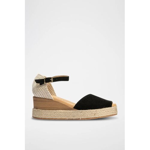 Chaussures Espadrilles Compensées En Nubuck Noir Mixte