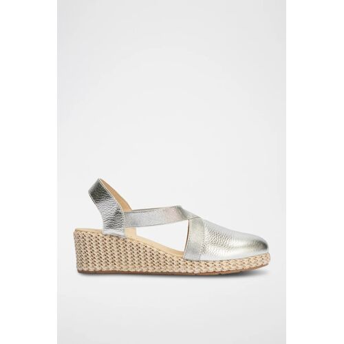 Chaussures Espadrilles Compensées En Cuir Argenté Mixte