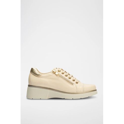 Chaussures Baskets Compensées En Cuir Nappa Beige