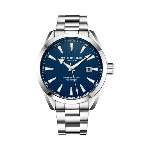 Montre À Quartz En Acier Monaco Argenté Et Bleu
