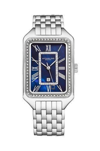 Montre À Quartz En Acier - Argenté Et Bleu