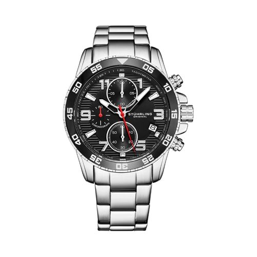 Montre À Quartz En Acier Monaco - Tachymètre Et Chronographe - Argenté Et Noir