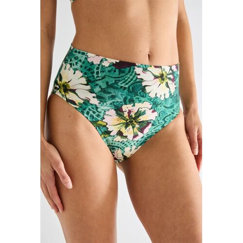 Bas De Maillot Taille Haute Tobago - Vert Et Blanc Femme Xs
