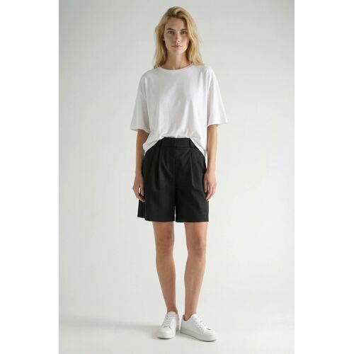 Short Droit En Lin Taille Haute - Noir 36 (Eu)