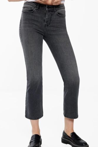 Jean Bootcut 7/8 Taille Haute - Gris Femme 34 Gris