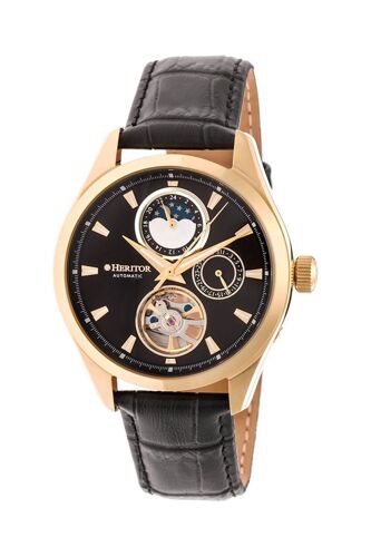 Montre Automatique En Cuir Sebastian - Noir Et Doré
