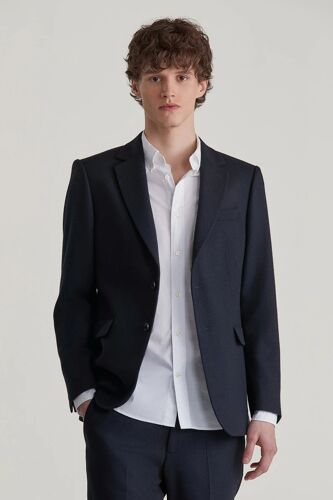 Blazer Slim En Laine - Bleu Marine 50 (Eu)