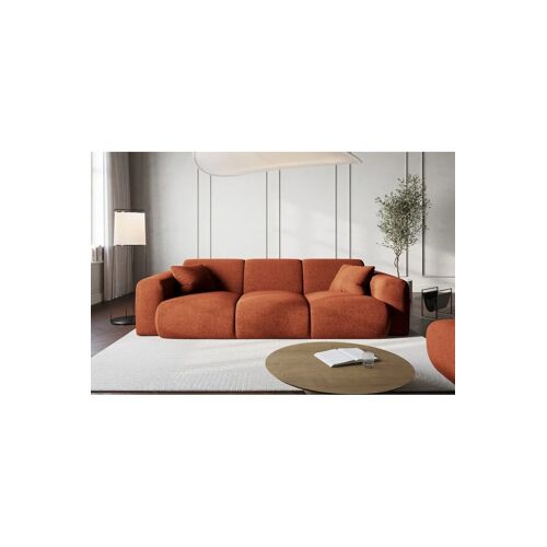 Canapé Nolio - Rouge brique - 3 places - En tissu chenille - Toucher soie Rouge
