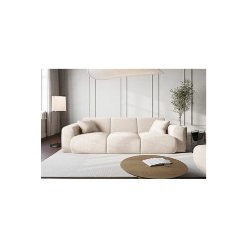Canapé Nolio - Beige clair - 3 places - En tissu chenille - Toucher soie Beige