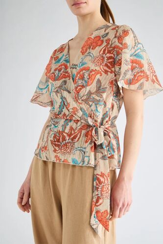 Blouse - Beige Femme Xs Beige/Rouge/Bleu