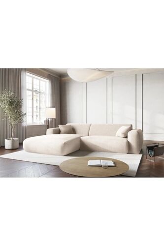 Canapé d¿angle gauche Nolio - Beige clair - 4 places - En polyester - Toucher soie Beige