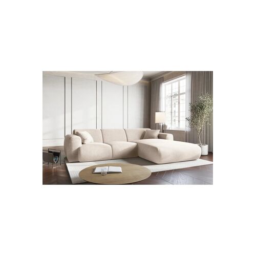 Canapé d¿angle Nolio - Beige chiné - 4 places - En polyester - Toucher soie Beige