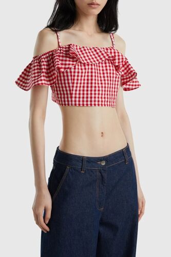 Cop Top En Lin - Rouge Femme M Rouge