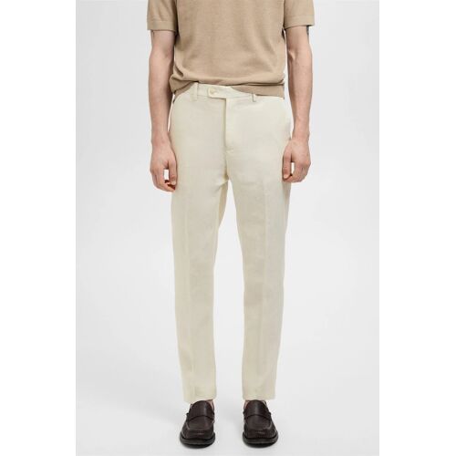Pantalon Costume Amalfi 100 % Lin Slim-Fit - Ivoire Homme 48