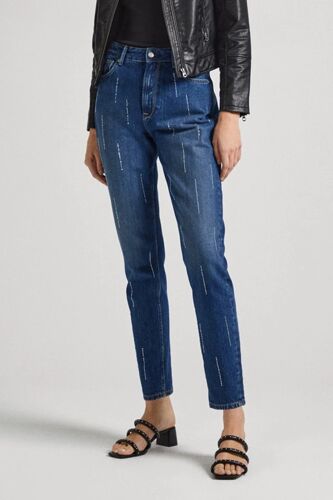 Jean Tapered Taille Haute - Bleu Femme 25 (Us) = 34-36 (Fr) - L30 Bleu