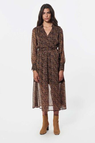 Robe Midi Nawo - Marron Xs Noir/Vert/Marron/Violet