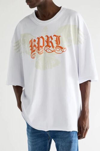 T-shirt Vorbo - Blanc 1 Blanc/Beige/Orange