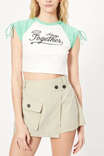 T-Shirt Blanc Et Vert Femme L Blanc/Noir/Vert